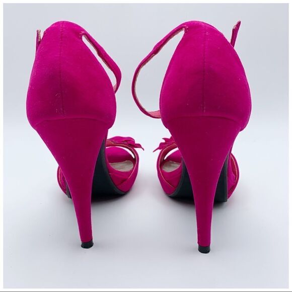 Qupid Hot Pink Valentine Stiletto Heel Ankle Strap Sandal - Picture 7 of 10